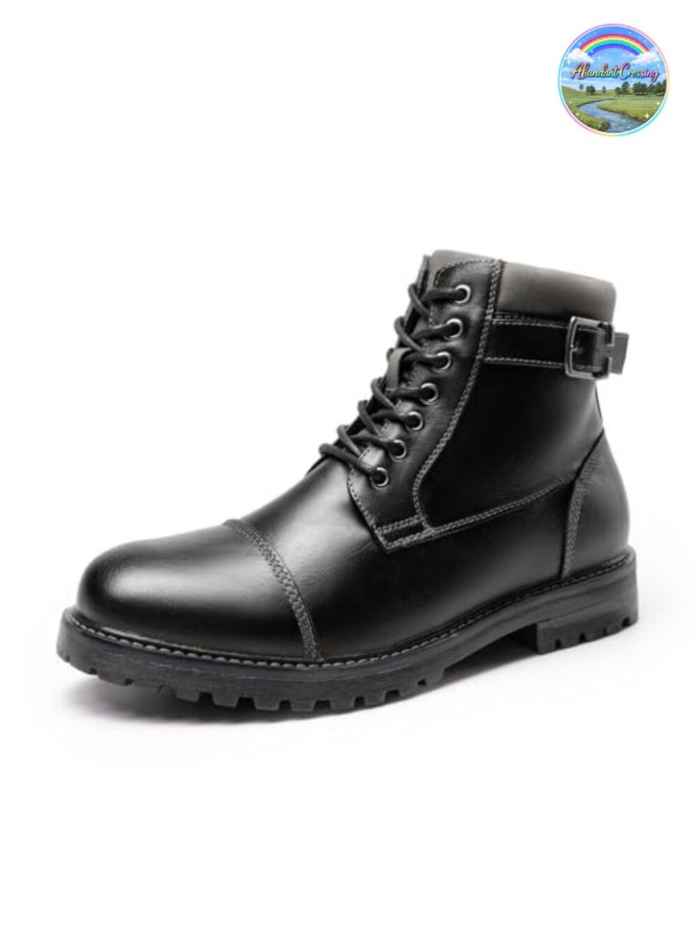 Men's Motorcycle Combat Boot Faux Leather Lace-Up Side Zipper Ankle Boot